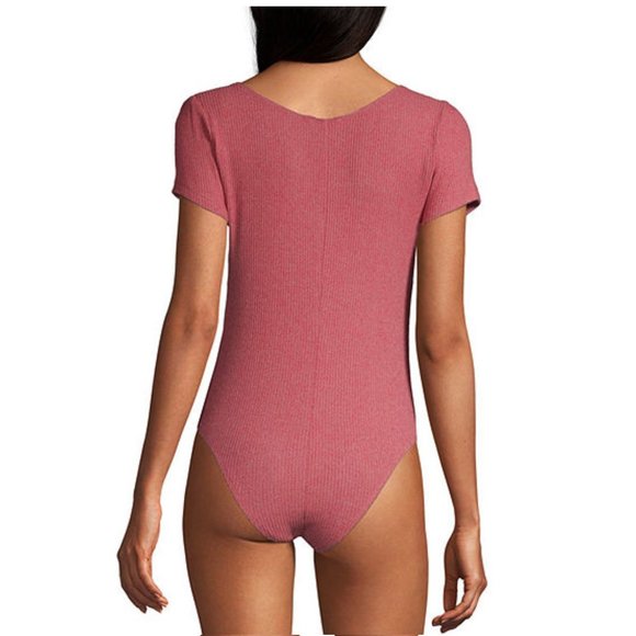 Arizona Yuma Rose Square Neck Ribbed Bodysuit - Picture 4 of 16